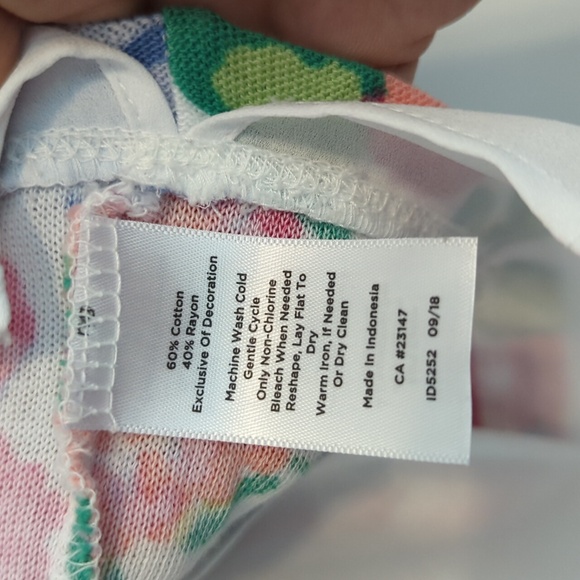 Talbots Floral Chiffon Hem Top Sweater Size Medium 3/4 Sleeve Cotton Rayon Knit - Picture 3 of 6